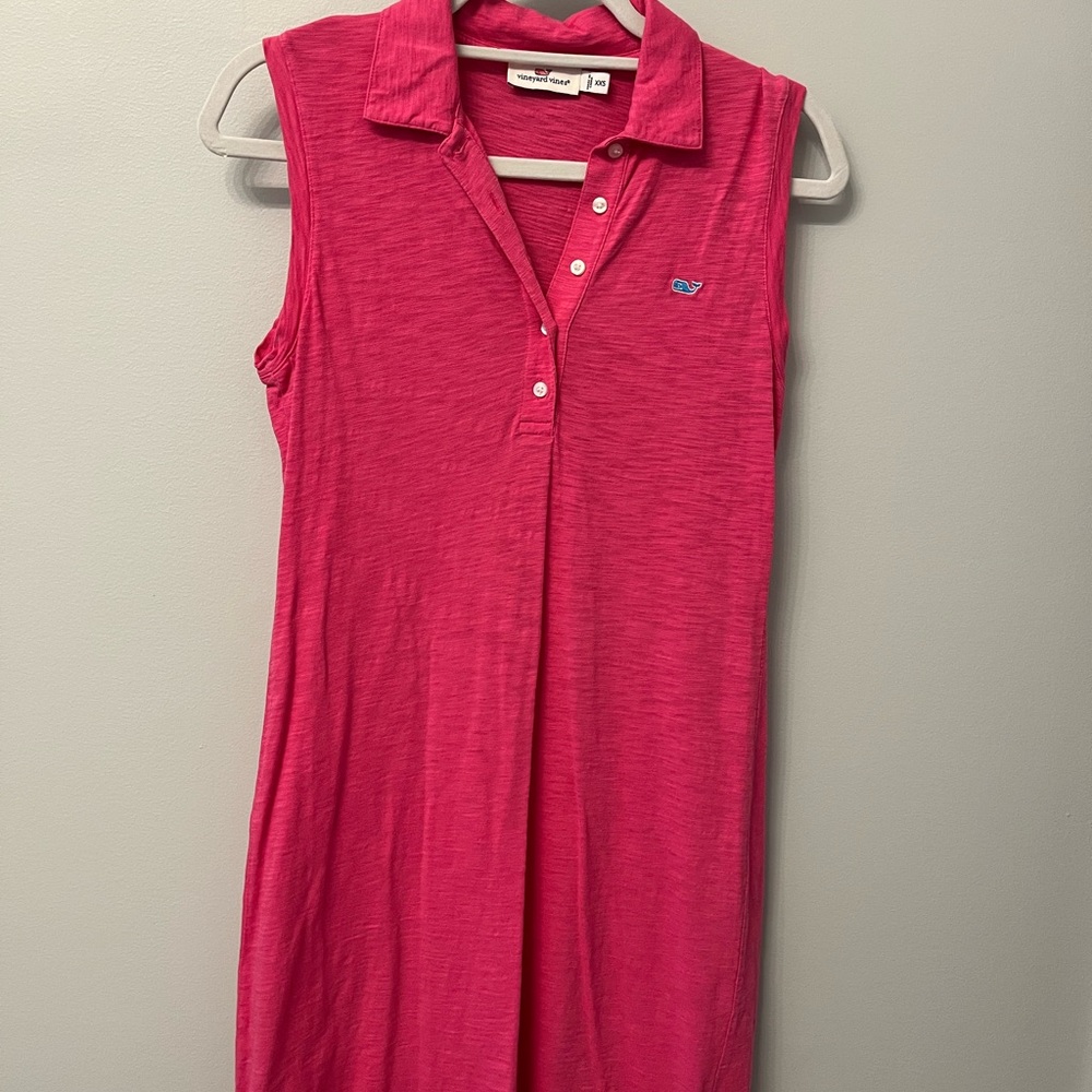 Vineyard Vines Sleeveless Polo Dress in Bright Pink